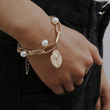 High Quality Charm Imitation Pearl Bracelet Bangle for Women Armband Steampunk Portraits Chunky Chain Bracelets Couple Jewelry 2024 - buy cheap