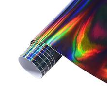 8m x 1.52m Holographic Rainbow Chrome Black Vinyl Decals Sticker Laser Black Car Body Wrap Film Decal 2024 - buy cheap