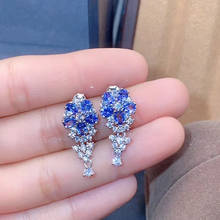 The Best Gift For your mother Tanzanite Earring Natural And Real 925 sterling silver Tanzanite Earring 2024 - buy cheap
