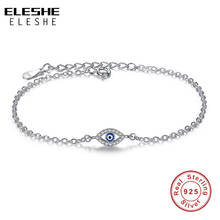 Eleshe pulseira de olho azul 925 prata esterlina com crysatl cz pulseira para presente de jóias na moda feminina 2024 - compre barato