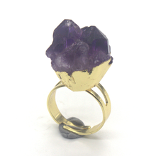 Moda-grânulos de luz única cor de ouro amarelo forma irregular natural roxo ametistas anel de casamento de pedra 2024 - compre barato