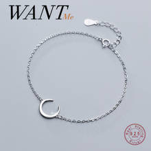 Pulseira de prata esterlina 925 wantme, bracelete minimalista, real, cubana, com corrente, lua, para mulheres adolescentes, escritório, festa, joia de pulseira 2024 - compre barato