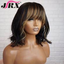 Honey Blonde Colored Full Machine Made Human Hair Wigs Natural Wave Remy Hair With Bangs 150% Human Hair Wigs Pre Plucked 2024 - buy cheap