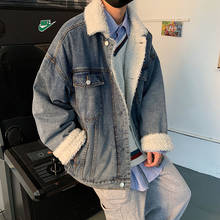 Jaqueta jeans masculina de inverno, casaco grosso de pele de corvino e fashion quente para homens, blusa curta e casual de streetwear 2024 - compre barato