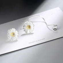 KOFSAC 2020 Sweet 925 Sterling Silver Earrings For Women Jewelry Asymmetry Long Wave Tassel Daisy Earring Girl Party Accessories 2024 - buy cheap
