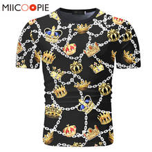 T Shirt Men 3d Royal Chain Crown Print Funny Tee Shirt Homme Short Sleeve Summer New Casual Comfort Hip Hop Streetwear Tshirt 2024 - купить недорого