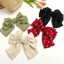 1PC Sweet Dot Barrettes Bow Hair Clip For Women Summer Knotted Bow Three Layer Printing Hairpin Girls Ponytail Hair Accessories 2024 - buy cheap