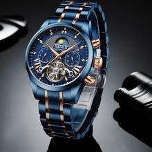 HAIQIN 2021 Automatic Men's Watches Top brand luxury men watch Blue mechanical wristwatch men waterproof reloj hombre tourbillon 2024 - buy cheap