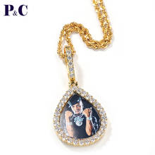 Custom Photo Waterdrip Frame Pendant Solid Back With Tennis Chain for Women Men DIY Hip Hop Jewelry Gift 2024 - buy cheap