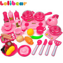 33pcs/set Kids Kitchen Toy Pretend Play Plastic Vegetables and Fruit Food Tea Cup Dishes Simulation Cooking Set Goods Girls toys 2024 - buy cheap