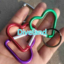 3Pcs/Lot Scuba Diving Heart Shaped Aluminum Alloy Carabiner Camping Keychain Outdoor Luggage Buckle Spring Hook 2024 - buy cheap