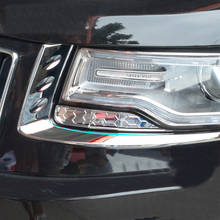 Cubierta protectora para faros delanteros de coche, embellecedor de cejas cromado para Jeep Grand Cherokee Patriot 2011 2012 2013 2014 ABS 2024 - compra barato