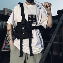 Ribbons Canvas Letter Print Hip Hop Tactical Chest Bags Male Japan Style Techwear Shoulder Package Casual Student Men Streetwear 2024 - buy cheap