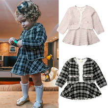 2020 Fashion 1-6Y Baby Girls Clothes Sets Birthday Long Sleeve Plaid Coat Tops Dress 2Pcs Party Warm Outfit 2024 - buy cheap