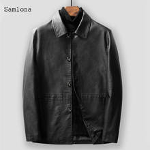 Leather Men's Lapel Single-Breasted New 2020 Casual Young and Middle-Aged PU Leather Jacket Motorcycle Jacket Male Black 2024 - compra barato