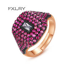 Fxlry anel retrô de ouro rosê com zircônia cúbica ajustável em ouro para casamento e joias para mulheres 2024 - compre barato