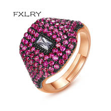 FXLRY Retro rose gold red cz adjustable ring for women  Bridal Wedding Jewelry 2024 - buy cheap