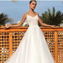 Lace Boho Bohemian Wedding Dress A-line  Beach Spaghetti Strap Bridal Gowns For Women Sweetheart Floor Length White Sleeveless 2024 - buy cheap
