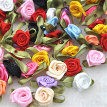 50PCS/Lot Mini Handmade Rose Flower Satin Ribbon  Fabric Appliques For Wedding Decoration Craft Sewing Accessories B039 2024 - buy cheap