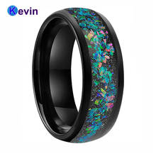 Men Women Black Opal Ring Tungsten Wedding Band With Galaxy Series Opal Inlay Domed Brush Finish Width 8MM Comfort Fit 2024 - buy cheap
