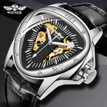 Fashion Winner Top Brand Automatic Mechanical Men Clock Racing Sports Design Triangle Skeleton Wrist Watches Luxury Golden Black 2024 - buy cheap