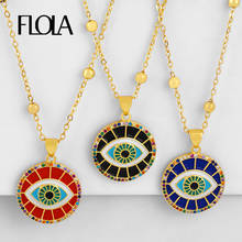 FLOLA Gold Filled Evil Eye Necklaces for Women Rainbow Necklaces Zirconia Cubic Zirconia Statement Greek Blue Eye Jewelry nkeq08 2024 - buy cheap