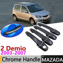 Black Carbon Fiber Door Handle Cover for Mazda 2 Demio DY Mazda2 2003~2007 2005 2006 Car Accessories Stickers Trim Set Chrome 2024 - buy cheap