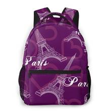 Oln mochila feminina com múltiplos usos, mochilas femininas com estampa de fundo roxo da torre eiffel mochila escolar feminina, bolsa de viagem para meninas 2024 - compre barato