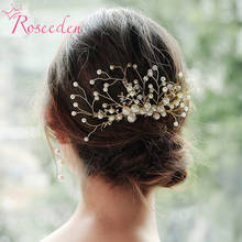 Gold Bridal Hair Comb Pearl Wedding Hair Accessories Women Girls Headpiece  Party Hair Jewelry RE3500 2024 - buy cheap