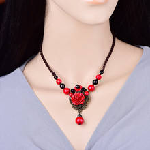 Цепочка китайская темпераментарная до ключицы, характерное ожерелье из меди и Эд-камня красного цвета в стиле ретро, сохраняет цвет 2024 - купить недорого