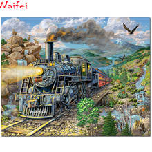 100% Full 5D Diy Diamond Painting "Train & Mountain" 3D Diamond Painting Round Rhinestone Diamond Painting Embroidery landscape 2024 - купить недорого