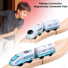 Railway Locomotive Magnetically Connected Electric Small Train Magnetic Rail Toy Compatible With Wooden Track Present For Kids 2024 - buy cheap