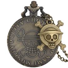 Luffy-reloj de cuarzo con calavera pirata para hombre y mujer, accesorio con colgante de bolsillo, regalo, Cosplay, una pieza 2024 - compra barato