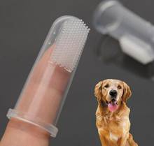 Atacado 1000 pçs/lote Pet Cuidado Dentes escova de Dedo Escova de Dentes Escova de Cão Respiração Dupla Cabeça Do Gato Do Cão de Limpeza Escovas 2024 - compre barato