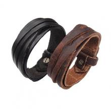 Pulsera de cuero fina trenzada multicapa para hombre y mujer, brazalete Vintage Punk, joyería de alta calidad, regalo para parejas 2024 - compra barato