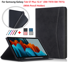 For Samsung Tab S7 Plus Case With Pencil Holder SM-T970 SM-T975 TPU Inner Shell for Samsung Galaxy Tab S7 Plus 12.4 Case S7+ 2024 - buy cheap