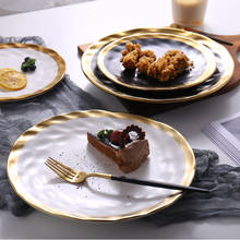8inch 10inch Gold Ceramic plate dish White Black Tableware set Porcelain jewelry luxury Service plate Tray sets Kitchen 2024 - buy cheap