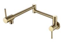 Solid Brass Wall Mounted Pot Filler Kitchen Faucet Dual Handles Double Joint Spout Kitchen Faucet New Cold water brushed gold 2024 - buy cheap
