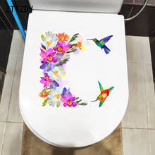 Zttzdy lindo adesivo flores de beija-flor moderno para decoração de parede do banheiro e casa da casa com 24.7x24.9cm 2024 - compre barato