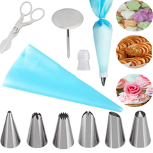 10PC/SET Silicone DIY Icing Piping Cream Pastry Bag+Leaf Cookie Cake Nozzle Tips Decorating Tools + Nail Lifter Needles+Scissors 2024 - buy cheap