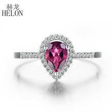 HELON Solid 10K White Gold Flawless Pear 5x7mm Genuine Tourmaline Diamond Women Vintage Trendy Fine Jewelry Engagement Ring Gift 2024 - buy cheap