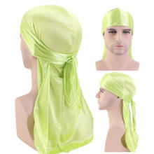 New Silk Long Tail Scarf Cap Men's Satin Durags Bandanna Turban Wigs Men Silky Durag Headwear Pirate Hat Hair Accessories 2024 - buy cheap