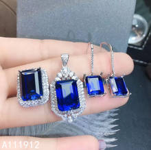 KJJEAXCMY fine jewelry natural sapphire 925 sterling silver gemstone pendant necklace ring earrings set support test luxury 2024 - buy cheap