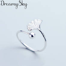 DreamySky Retro Silver Color  Ginkgo Biloba Leaf Rings For Women Engagement Rings Men Vintage Jewelry 2024 - buy cheap