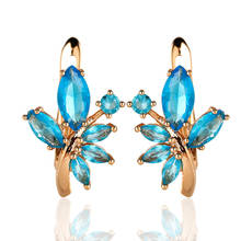 Hanreshe Cute Earrings Zircon Party Wedding Fashion Jewelry Blue Crystal Small Stud Earrings Women Rose Gold Statement Earring 2024 - buy cheap
