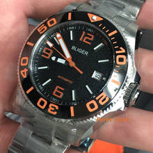 Bliger-reloj mecánico informal para hombre, pulsera de cristal de zafiro, bisel de cerámica naranja, esfera negra, resistente al agua, luminoso, automático, 43mm 2024 - compra barato