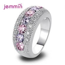 Multi Cubic Zircon Stone Mirco Inlay 925 Sterling Silver Band Rings Circle Chunky Statement Jewelry for Women Cocktail Party 2024 - buy cheap
