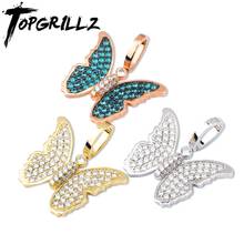 TOPGRILLZ  Cubic Zircon Bling Insects the butterfly Necklace & Pendant Men Women Hip Hop Rock Jewelry CZ Necklaces For Gifts 2024 - buy cheap