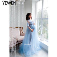 Maternity Dress For Photo Shoot, Blue Maternity Gown, Maternity Photo Props Dress, Baby Shower Dress, Floor Length Gown 2024 - buy cheap