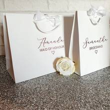 Bolsa de regalo personalizada, de lujo, blanca, con cinta de oro rosa, regalo de boda, dama de honor, regalo de fiesta nupcial 2024 - compra barato
